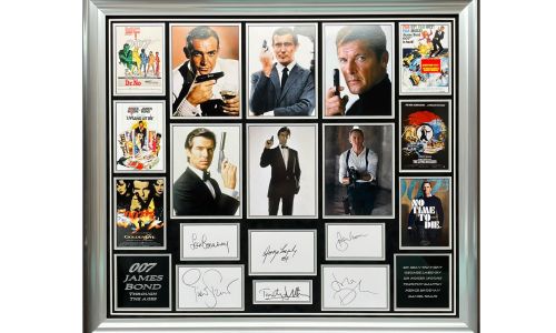 Ultimate James Bond Display, signed by all 6 Bonds