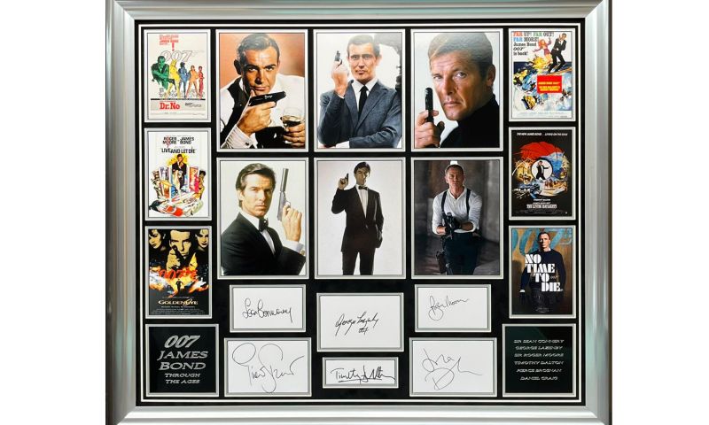 Ultimate James Bond Display, signed by all 6 Bonds
