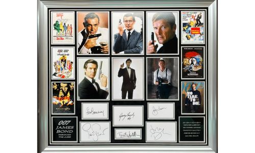 Ultimate James Bond Display, signed by all 6 Bonds