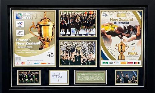 Richie McCaw Signed Montage from 2011 Triumph to 2015 Glory