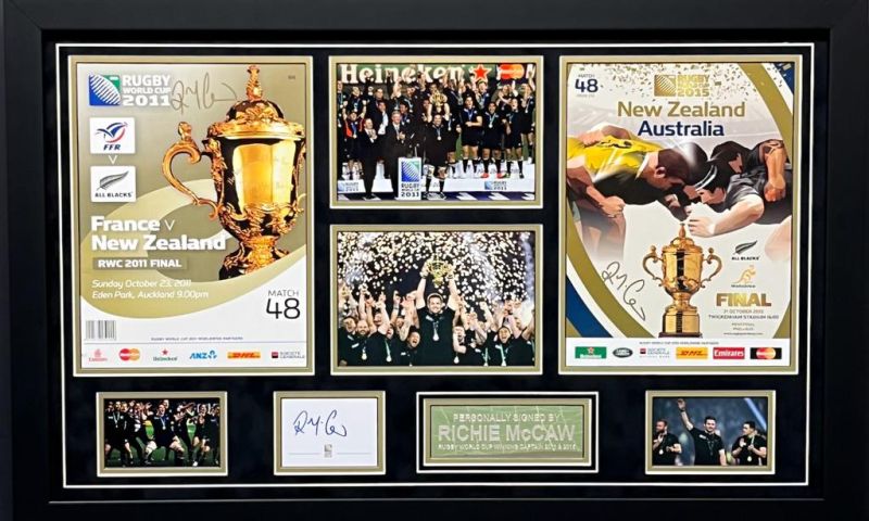 Richie McCaw Signed Montage from 2011 Triumph to 2015 Glory