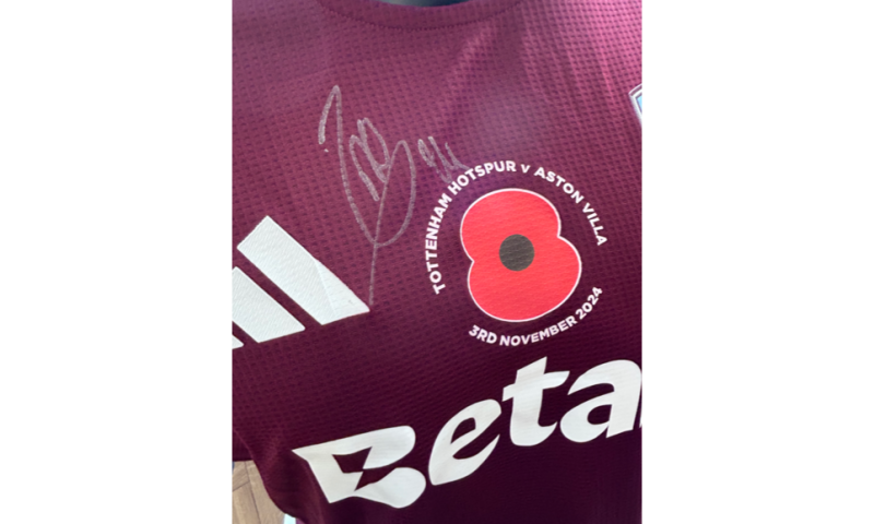 Match Worn Amadou Onana Signed Home Poppy Shirt (3rd November 2024)