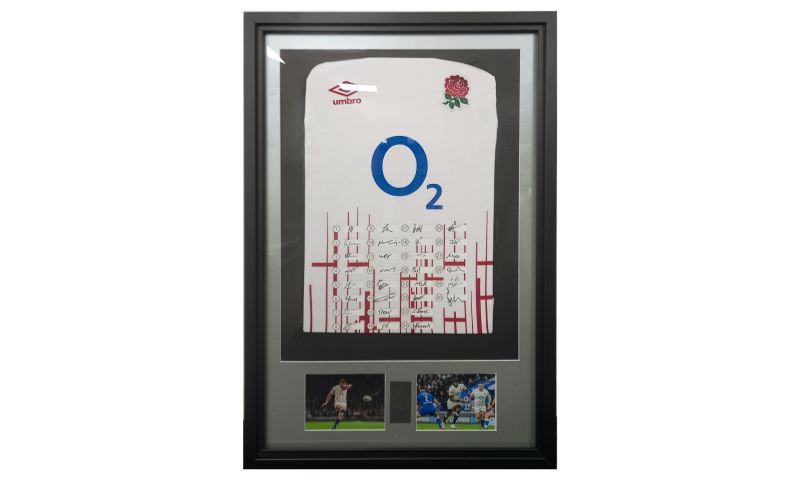 Framed England Rugby Shirt Signed by the 2022-2023 team