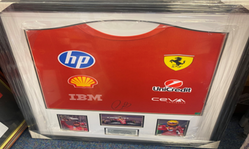 Lewis Hamilton Signed Ferrari Shirt Display – Formula 1 Legend