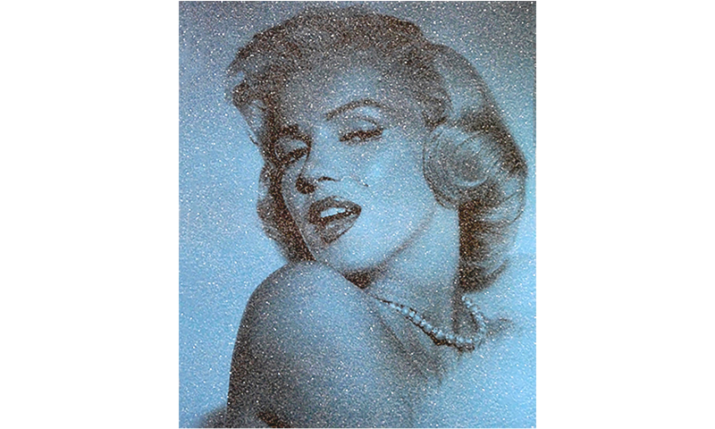 David Studwell Marilyn Monroe Electric Blue Screen Print with Diamond Dust