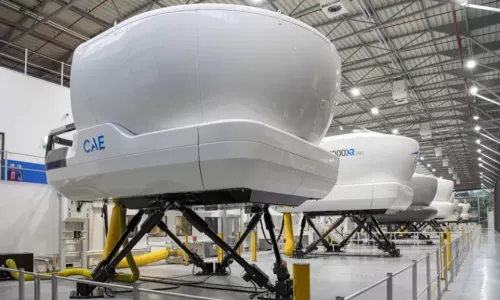 Flight in a simulator at CAE Burgess Hill