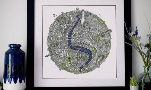 London Globe Artwork Signed by The Red Arrows