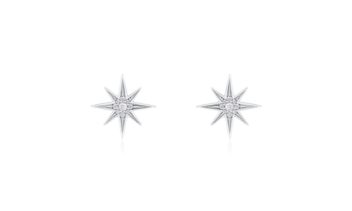 Sienna 18ct White Gold Star Stud Diamond Earrings