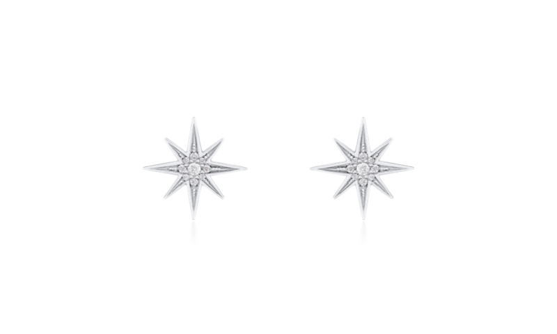 Sienna 18ct White Gold Star Stud Diamond Earrings