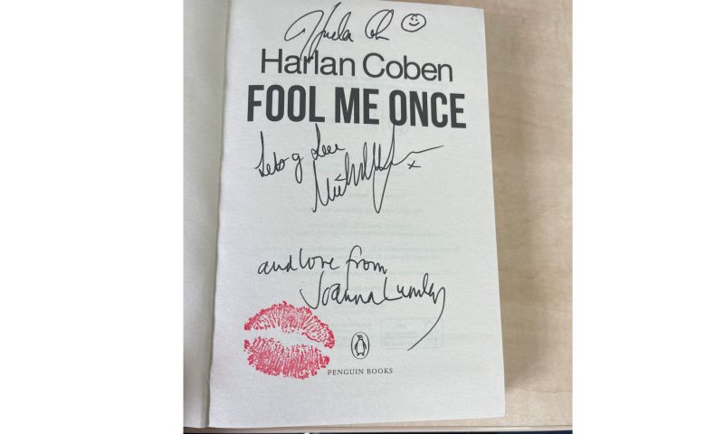 Dame Joanna Lumley signed copy of Harlan Coben's ‘Fool Me Once’