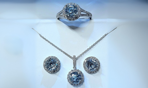18K witgouden sieradenset met unieke diamanten