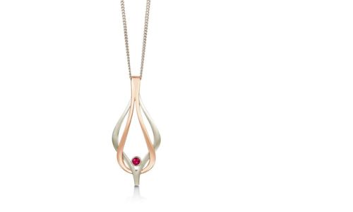 Sheila Fleet Reef Knot Ruby Dress Pendant in 9ct White & Rose Gold