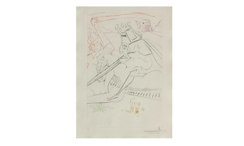 Extremely collectable, hand-signed Salvador Dali original etching - Quête du Graal: Chevalier noir