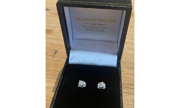 Platinum Single Diamond Stud Earrings