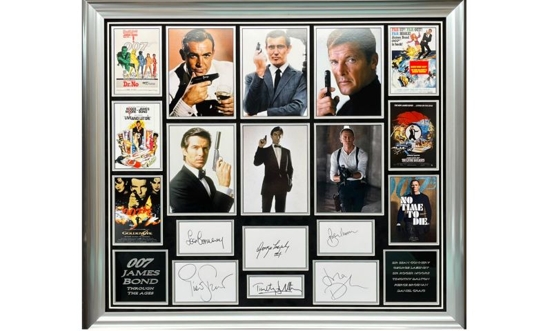Ultimate James Bond Display, signed by all 6 Bonds