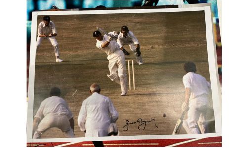 Signed photo of former cricketer Geoffrey Boycott