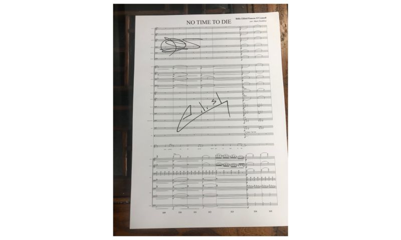 James Bond, ‘No Time to Die’ Sheet Music signed by Billie Eilish and Finneas O’Connell