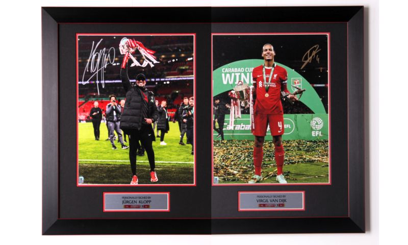 Carabao Cup Signed and Framed Poster by Jürgen Klopp and Virgil van Dijk