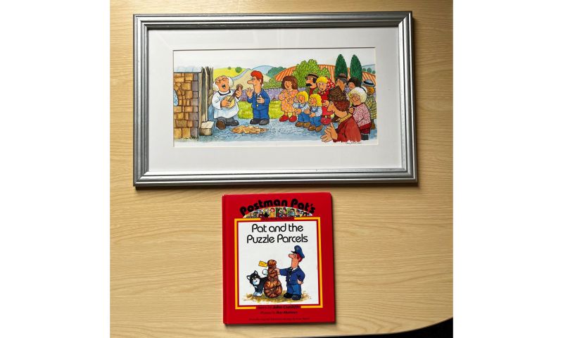 Framed Original Postman Pat artwork created by Ray Mutimer
